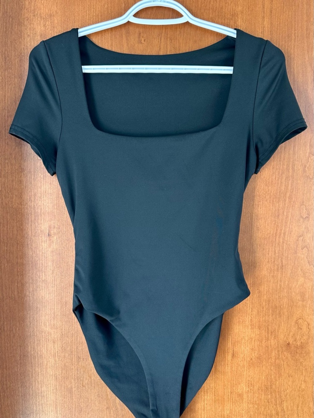 Black Square Neck Short Sleeve Bodysuito